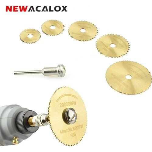 NEWACALOX Circular Saw Blade Set Woodworking for Rotary Tool Dremel 1/8" Mandrel Cutting Disc Wood Carving 6pcs/set