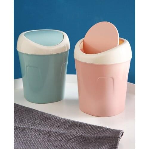 Desktop trash can for household living room plastic small mini table with cover creative trash can with lid trash can