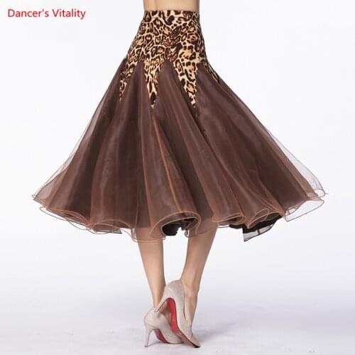 2018 New Ballroom Dance Skirt Sexy Leopard Gauze Skirt For Women Latin Waltz Tango Dance Competiton/Practice Costumes