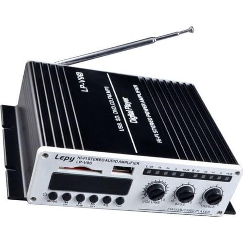 New 12V mini car HI-FI digital USB FM digital power amplifier Multi-function 2ch output power amplifier audio 15WX2 RMS