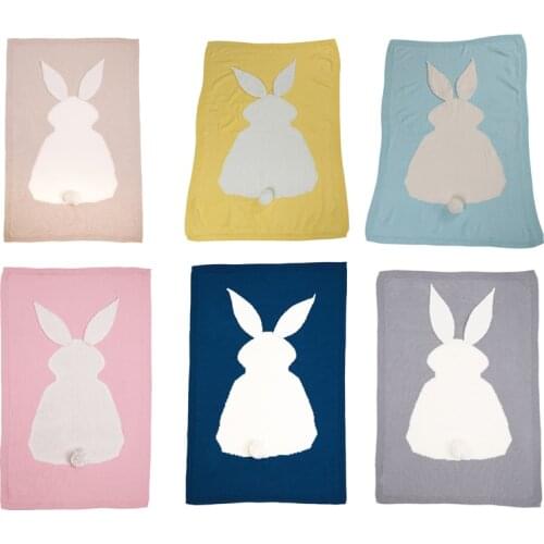 1Pcs Baby Blankets Rabbit Hug Blanket Cartoon Plaid Blanket Knitted Wrap Quilt Newborn Bedding Baby Knitted Blanket