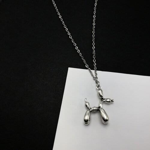 Cute Funny Balloon Dog Pendant Necklace Harajuku Vintage Cool Animal Necklace for Women Girl Punk Party Jewelry Friend Gift