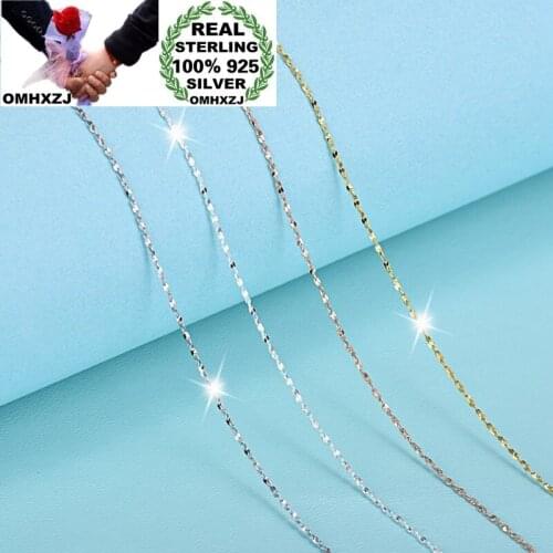 OMHXZJ Wholesale YF58 European Fashion Woman Party Birthday Wedding Gift Box Cross 100% 925 Sterling Silver Chain Necklace 45CM