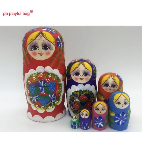 PB Playful bag Seven layer strawberry girl Russian dolls wooden toy set special wish lovers birthday present decoration HG60