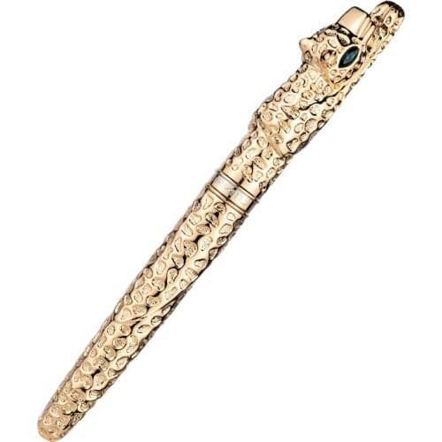 New Jinhao Leopard Cheetah Full Metal Golden Fountain Pen Luxurious Exquisite Advanced Writing Gift Pen for Business Office