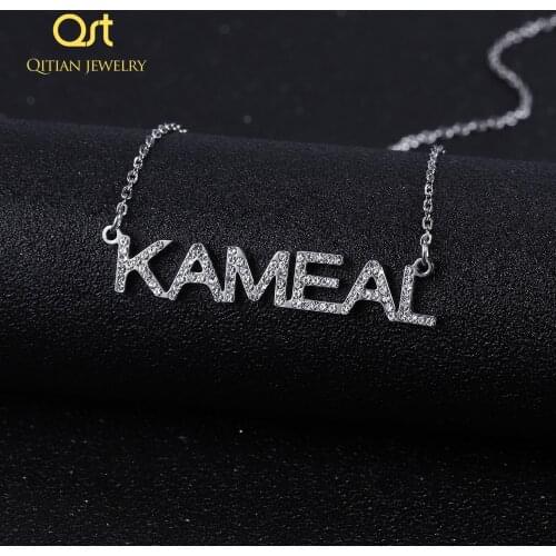 Personalized Iced Out Zirconia Letters Necklace Custom Name Pendant Crystal stainless steel choker Do not fade jewelry WomenGift