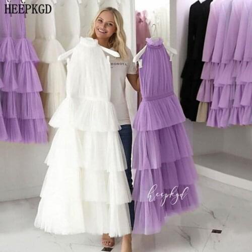 Hot Selling Short Evening Dress Backless Tiered A Line Tulle Women Wedding Party Gowns 2020 Abendkleider Customize Robe Soiree