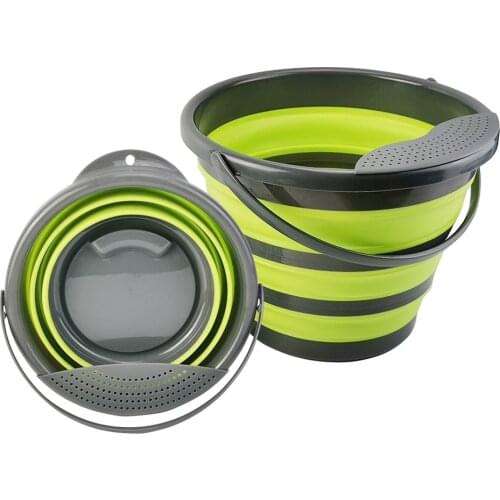 Portable Foldable Water Bucket Silicone Water Storage Container Outdoor Camping Water Bucket Water Bag for Fishing Hiking