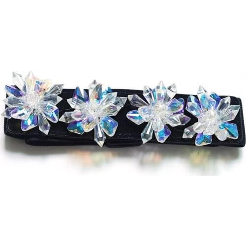 Fashion Women Belt Luxury Rhinestone Design Stretch Waist Dress Belts Skinny Elastic Straps Ceinture Cinturones Mujer DP70