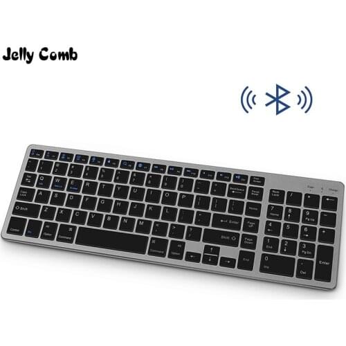 Jelly Comb Slim Wireless Bluetooth Keyboard for Tablet Laptop Smartphone iPad Rechargable Wireless Keyboard with Numeric key