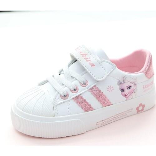 Disney Four Season Children Girls Esa Shoes Frozen Princess Sneakers Kids Casual cartoon Shoes For Girls leather Single Shoes