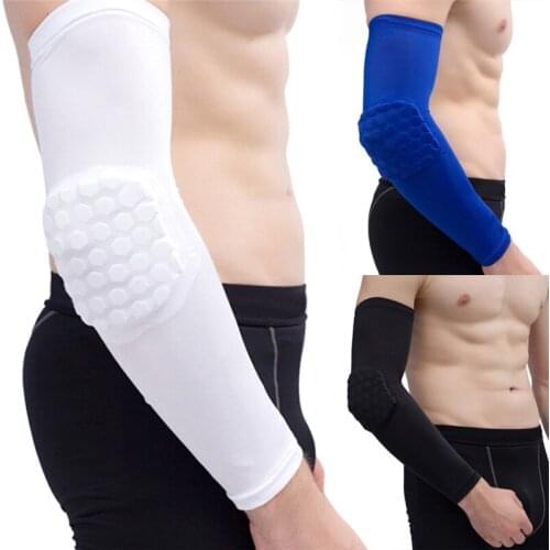 High Elastic Gym Sports Long Arm Sleeve Support Basketball Shooting Elbow Arm Warmers Pad For Men Women Honeycomb Anti-collision