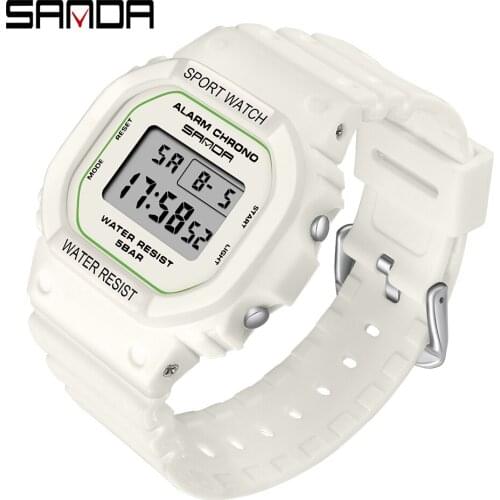 2020 New SANDA White Women Sports Watch Women Matcha Green Waterproof Ladies Jelly Digital Watches reloj mujer relogio feminino