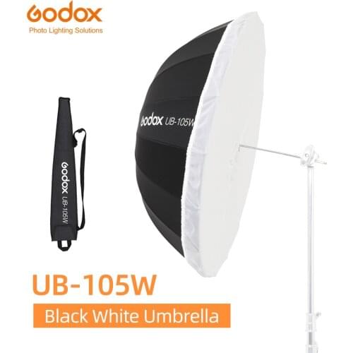 Godox UB-105W 41in 105cm Parabolic Black White Reflective Umbrella Studio Light Umbrella with Black Silver Diffuser Cover Cloth