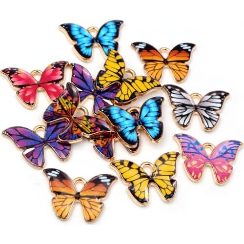 10pcs/lot 21x15mm Colorful Butterfly Charms Pendant Enamel Metal Small Charms Necklace Bracelet DIY Jewelry Making Accessories
