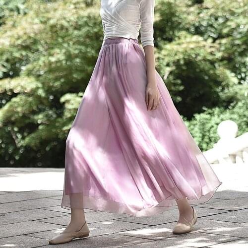 2020 Summer Chiffon Loose Style Wide Leg White Oversized Women Boho Pink Pants Female Trousers