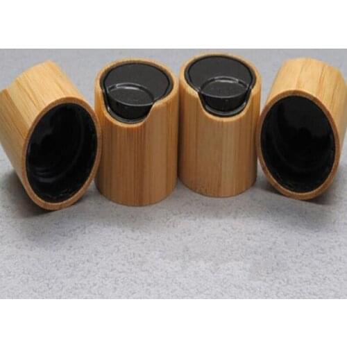 24/410 Bamboo Wooden Press Cap, DIY Cosmetic Black Lotion Lid, Bamboo Makeup Tools, 24mm Bamboo Cosmetic Cream Cover