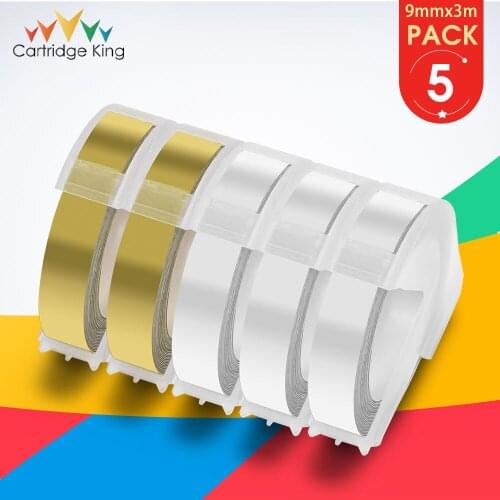 5PCS Gold Clear Color Labeling Tape Replace DYMO Embossing Label Maker 3D Effect for Motex E-101 E101 Typewriter 9mm Labels