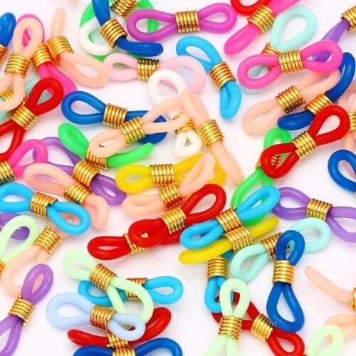 50pcs/lot Gold Ear Hook Eyeglasses Spectacles Chain Glasses Retainer Ends Rope Sunglasses Cord Holder Strap End Loop Connector