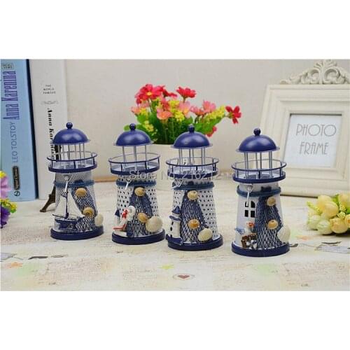 60 pcs Fashion Hot Mediterranean-style lighthouse wrought iron Candlestick Candle holder Home decoration