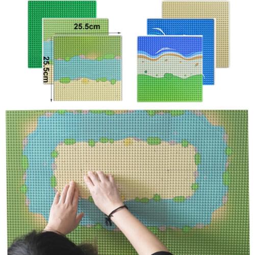 Baseplate City Street Colorful River Sandy Beach Island Base Plate Seaside Building Blocks Compatible All Brands bricks for Kids