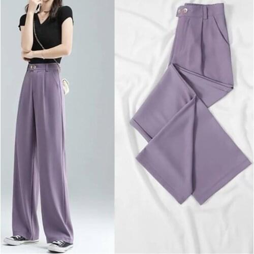 Ice Silk Wide-Leg Pants WomenS High Waist Drape Loose Spring And Autumn Summer New Straight Mopping Casual Suit Pants