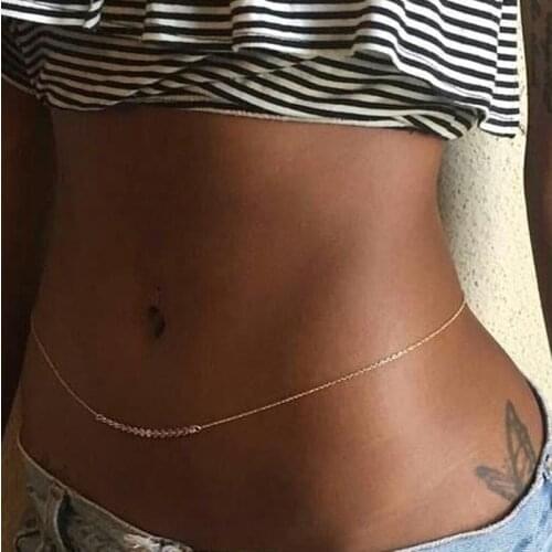 2021 Simple Gold Silver Color Chain Ladies Sexy Waist Chain Summer Beach Fashion Bikini Body Belly Chain For Women Body Jewelry