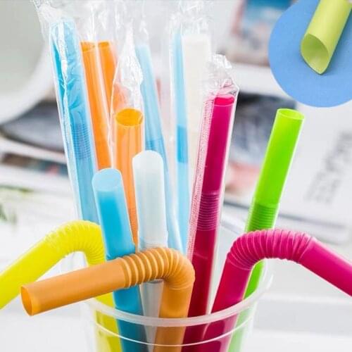 Colored Bent Pointed Bubble Tea Drinking Straws 21cm Black Disposable Big Wide Straw Boba Milk Tea Smoothie Straw for Bar Party