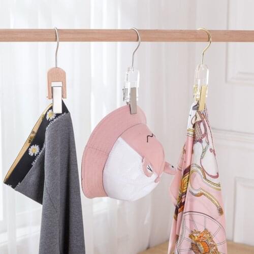 1Pcs Wood Acrylic Hooks Clothing Store Wardrobe Bra Hats Scarf Trousers Clips Crystal Hook Clothes Storage Hanger Hooks