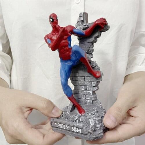 [VIP] 17cm Super hero Iron hero Bat hero Spider hero Action Figure Resin statue model Home decorations Ornaments kids gift