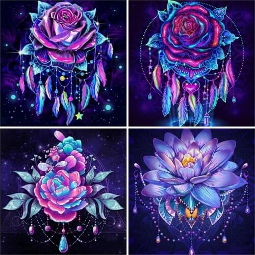 EverShine Diamond Painting Rose Full Square Diamond Embroidery Flowers Rhinestone Cross Stitch Mosaic Dream Catcher Wall Decor