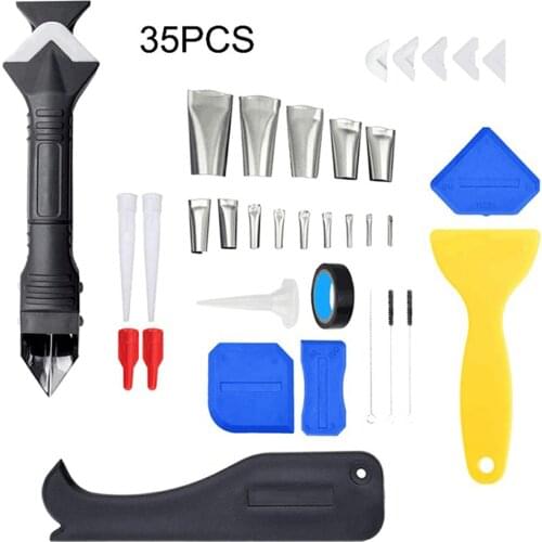 Sealant Finishing Grouting Scraper Metal Caulking Cleaner Set Spatula Rubber Scraper Stainless Steel Tip Soft Nozzle TW220