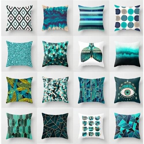 Bronzing Cushion Cover Throw Pillow blue Geometric Printed Polyester Home Decorative Pillow Cover Pillowcase new year pillows
