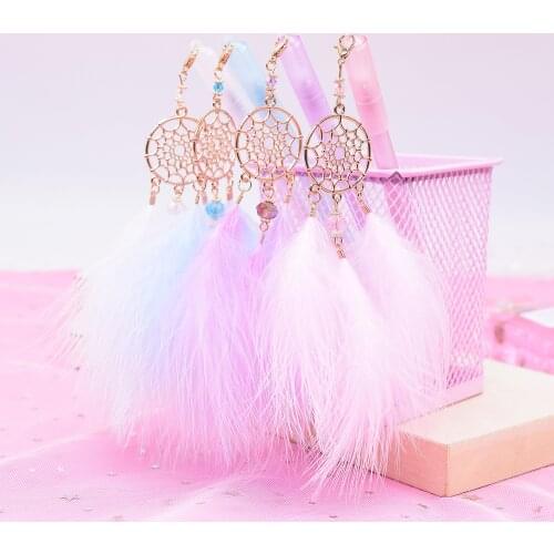 Kawaii Dreamcatcher Feather Pendant Gel Pen Neutral Pens Signature Pen for School Gift Writing Office Supplies