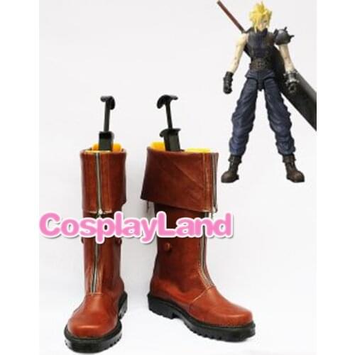 Final Fantasy VII Cloud Strife Brown Cosplay Boots Shoes Game Party Cosplay Boots Custom Made for Adult Men Shoes
