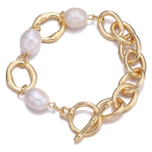 Sweet Pearl Bracelets For Women Girls Gold Alloy Chain Stitching Bracelet Bangles Fashion Jewelry Party Wedding Birthday Gifts