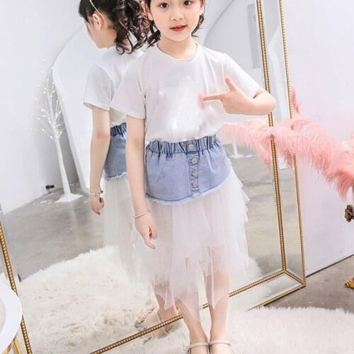 Summer Girls Skirt Baby Tutu Skirt Mesh Denim Long Skirts Outfits Kids Clothing Childrens Outerwear Princess Skirt LZ193