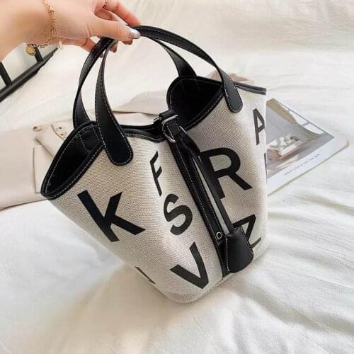 Letter Printed Womens Small Luxury Versatile Texture Canvas Bucket 2021 Popular Fashion Shopping Niche Designer Brand Handbag