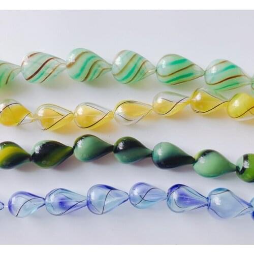 Fashion Drop-shaped Glass Beads Stripes Straight Holes Hollow Beaded Womens Necklaces Bracelets Earrings Pendant Accessories