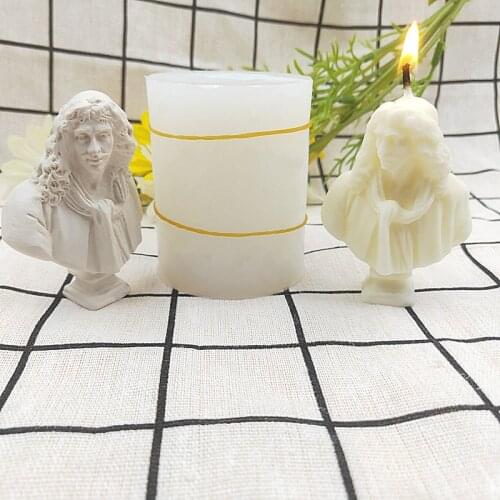 Moliere Portrait Figurine Resin Clay Silicone Mold Candle Mould DIY Handmade Home Decor