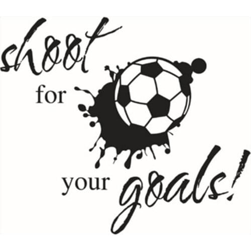 3D Soccer broken wall "Shoot For Your Goals" vinyl mural stickers kids room decoration Football Sport poster wallpaper 60*45cm