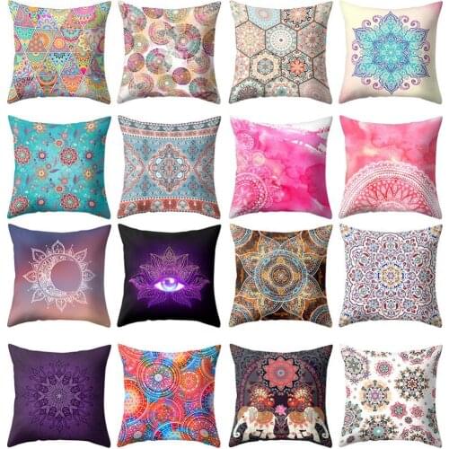 2021 Square Soft Comfortable Ethnic Printed Throw Pillow Case Sofa Bed Chair Cushion Cover Home Car Decor Durable Pillow Case