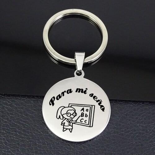 Stainless Steel Disc Keychain Top Selling 2019 Graduation Souvenir Gift Keyring Jewelry Factory Price YP6803