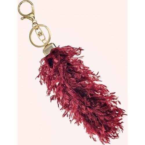 New Faux Feather KeyChain pompon Tassel Key Chain Fake Fur Tail Key Ring Women Arts Crafts Bag Charming Pendant Car Key Holder