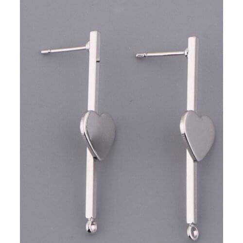 1 Pair Blank Love Heart Cabochon Base Setting Accessory for Earrings Diy