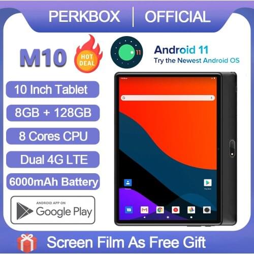 Perkbox 10 Inch Tablet Android 10.0 OS Octa Core 4G Network 6GB RAM 128GB ROM HD Screen WiFi Bluetooth Youtube Netflix Media Pad
