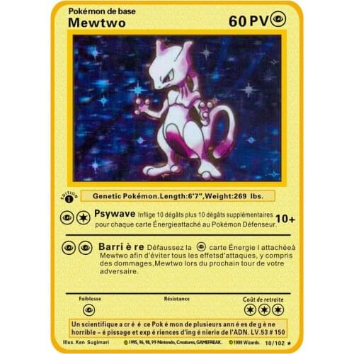Pokemon Gold Metal Card Action Figure Model Child Toy HP English Game Anime Battle Card Charizard Pikachu Mewtwo Collection