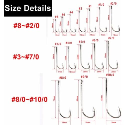 100pcs Long Shank Beak Fishing Hook Octopus Rig Making Hooks Various Size 6 4 2 1 1/0 2/0 3/0 4/0 5/0 6/0 7/0 8/0 9/010/0