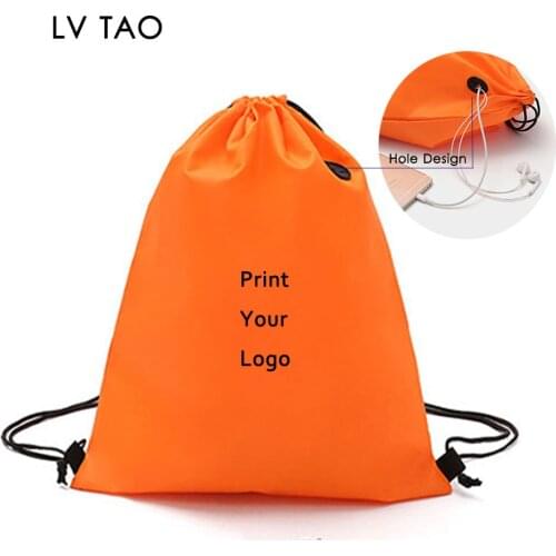 Drawstring Backpack Bags Bulk 100pcs/lot Ployester Drawstring Bag Sring Backpack Bags Sport Gym Sack With Charging Cable Hole