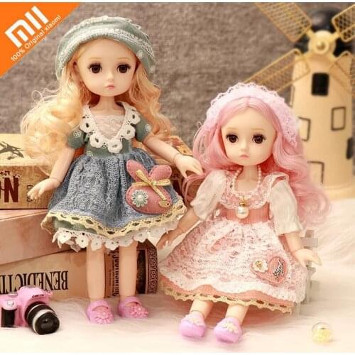 Xiaomi 26cm BJD Doll Movable Joints Exquisite Makeup Dress Up Cute Dolls with Fashion Dress for Girls Toy Birthday Gift Toy